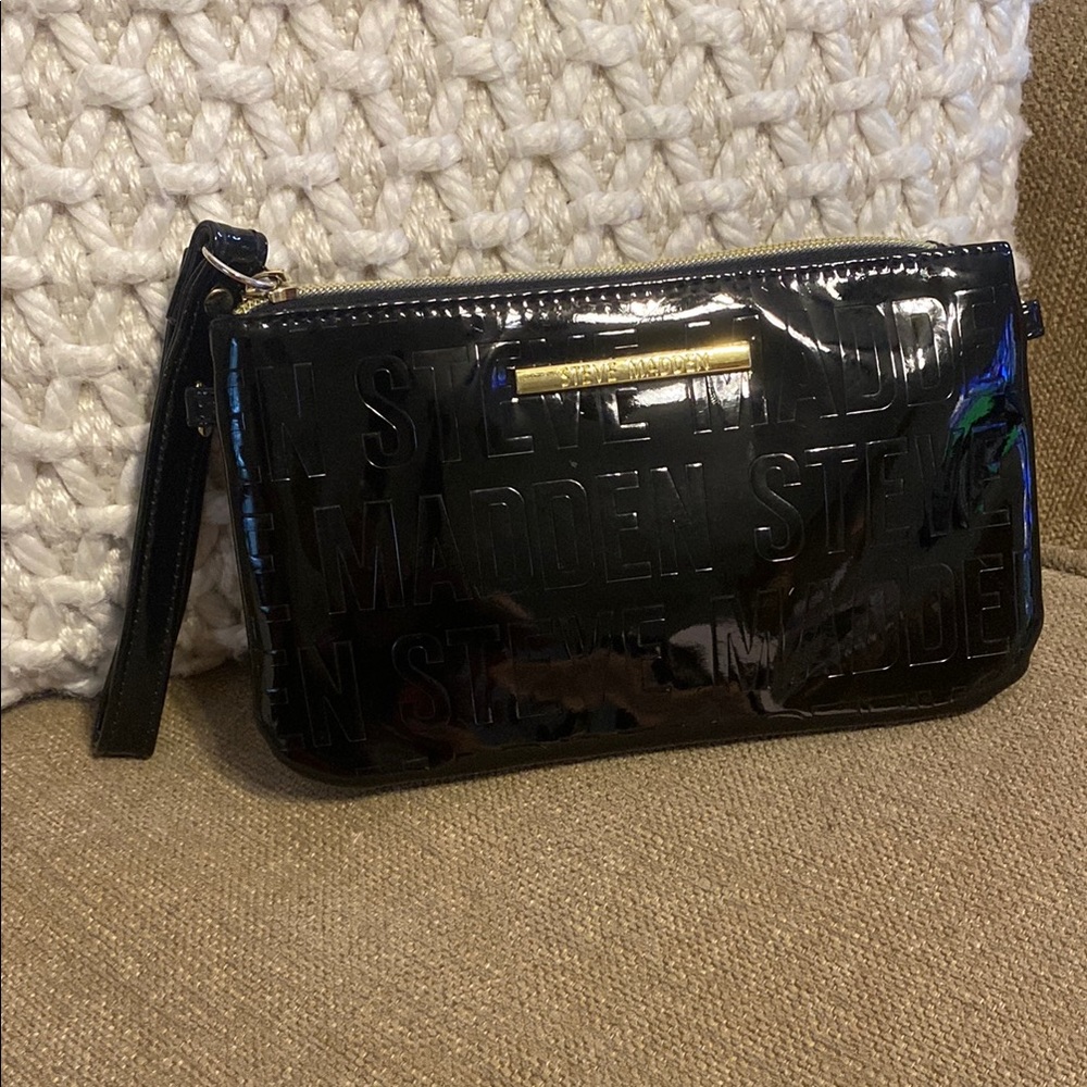 Steve Madden Black Patent Leather Clutch